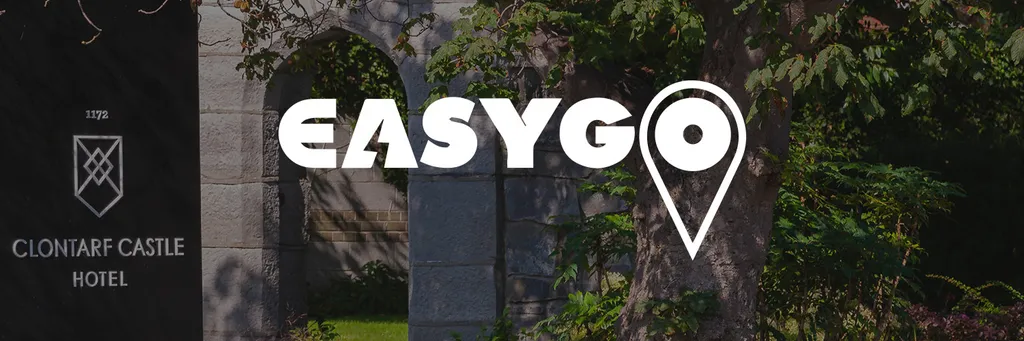 EasyGo logo beside the Clontarf Castle Hotel sign